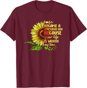 I Became Homeschool Mom Costume Back To School T-Shirt - T-Shirt | Maroon