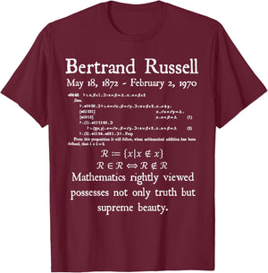 Nerdy Vintage Bertrand Russell Logic Algebra Math Teacher Women Kids T-Shirt - T-Shirt | Maroon