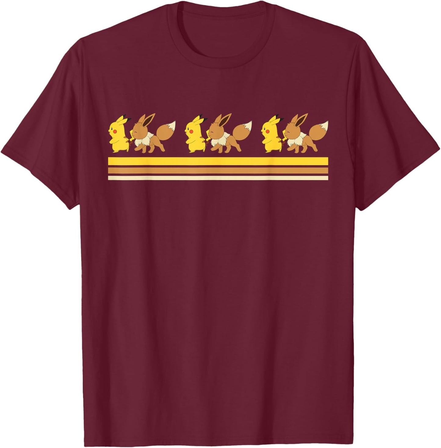 Pokemon Pikachu & Eevee Retro T-Shirt - T-Shirt | Maroon