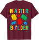Master Builder Kids Building Blocks Brick Toy Master Builder Small T-Shirt - T-Shirt | Maroon