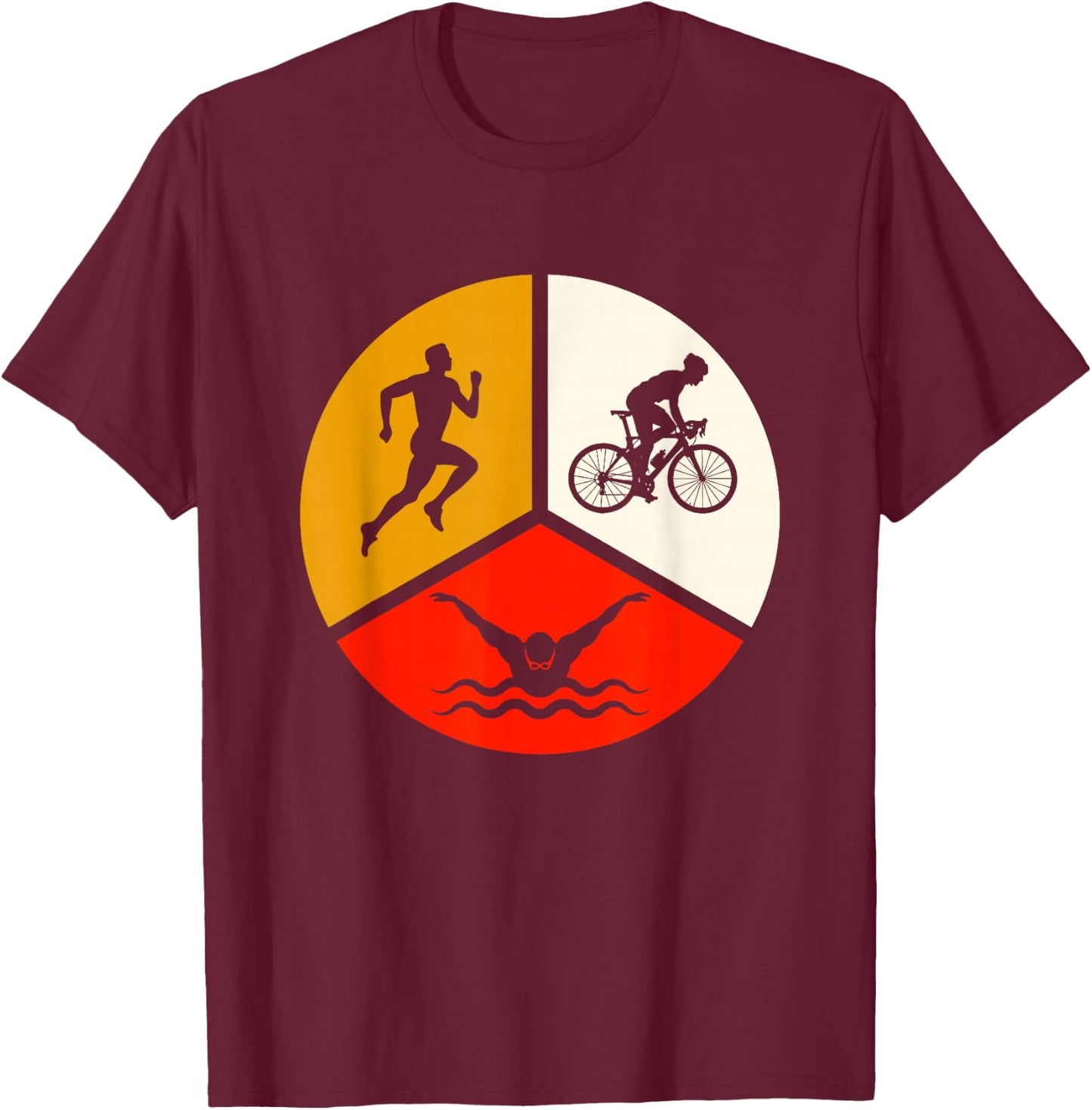 Perfect Triathlon Sport Design Swim Bike Run Triathlete T-Shirt - T-Shirt | Maroon