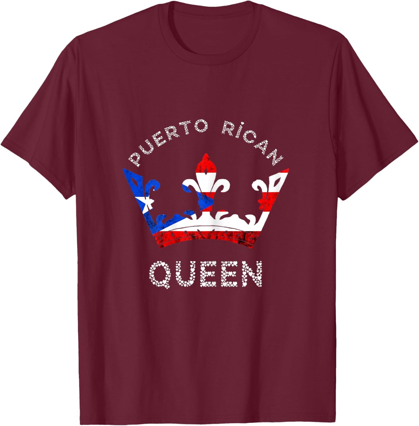 Puerto Rico Puerto Rican Queen Crown Boricua Pride T-Shirt - T-Shirt | Maroon
