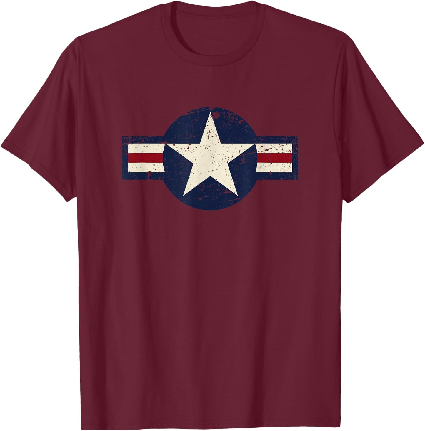 Vintage 1947 to Present Style US Military Aviation Roundel T-Shirt - T-Shirt | Maroon