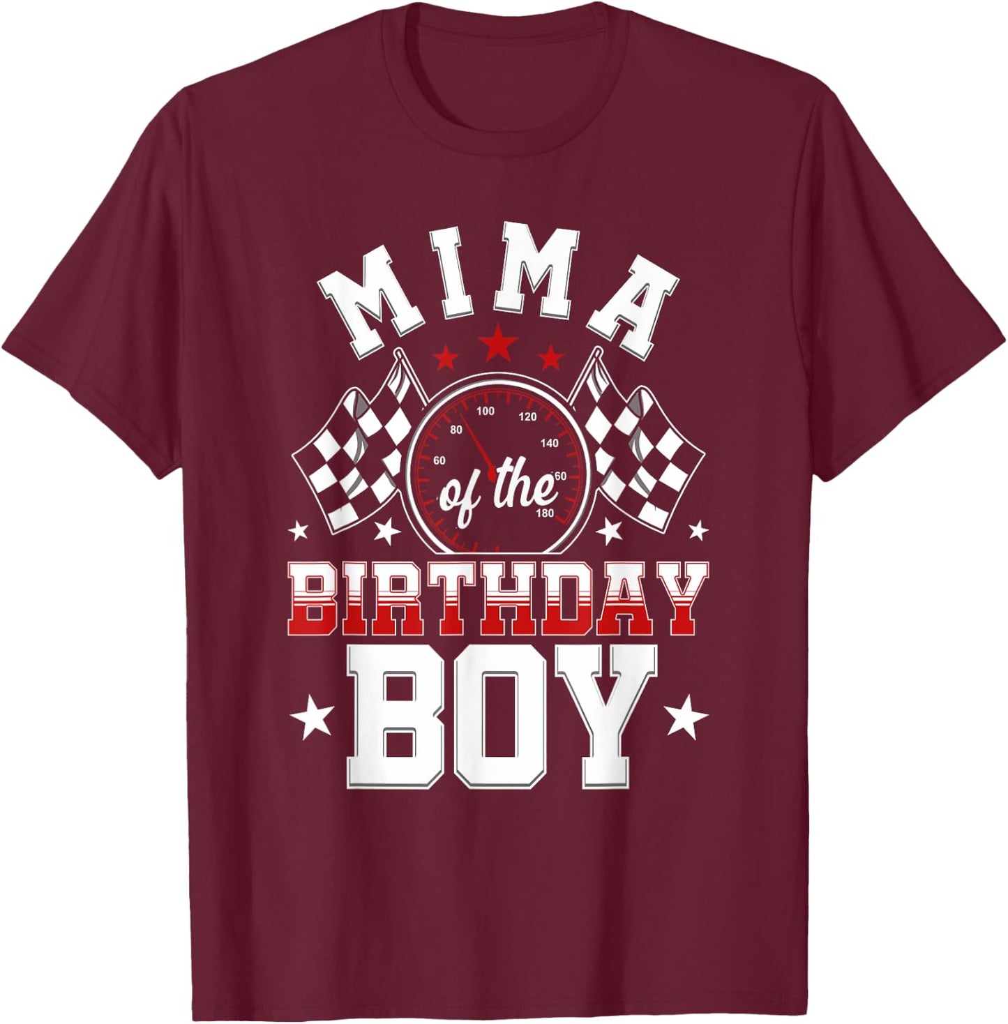 Race Car Party Mima of The Birthday Boy Racing Family T-Shirt - T-Shirt | Maroon