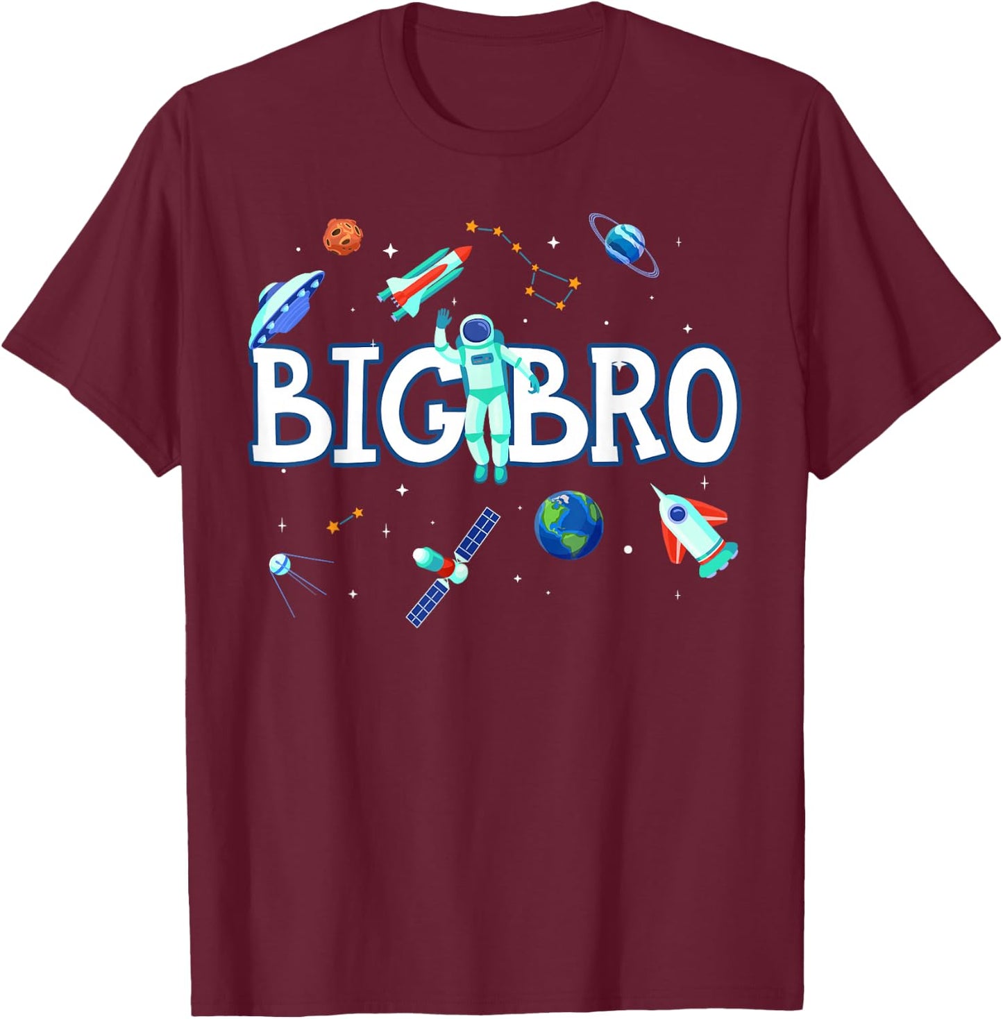 Big Brother Astronaut Space Family Matching Birthday Party T-Shirt - T-Shirt | Maroon