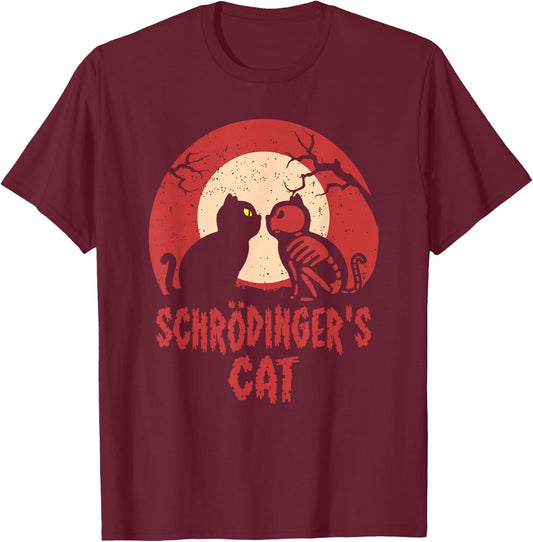 Schrodinger's Cat Funny Dead or Alive Scientists Physics T-Shirt - T-Shirt | Maroon