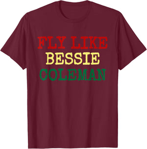 Black History Month T Shirt Bessie Coleman Pilot Gift T-Shirt - T-Shirt | Maroon