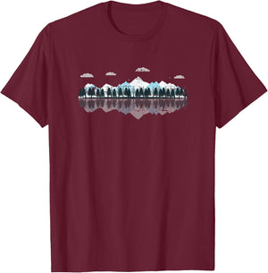 Outdoor Mountain Forest Reflection Nature T-Shirt - T-Shirt | Maroon