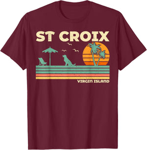 Vintage Retro Family Vacation Virgin Island St Croix Beach Women T-Shirt - T-Shirt | Maroon
