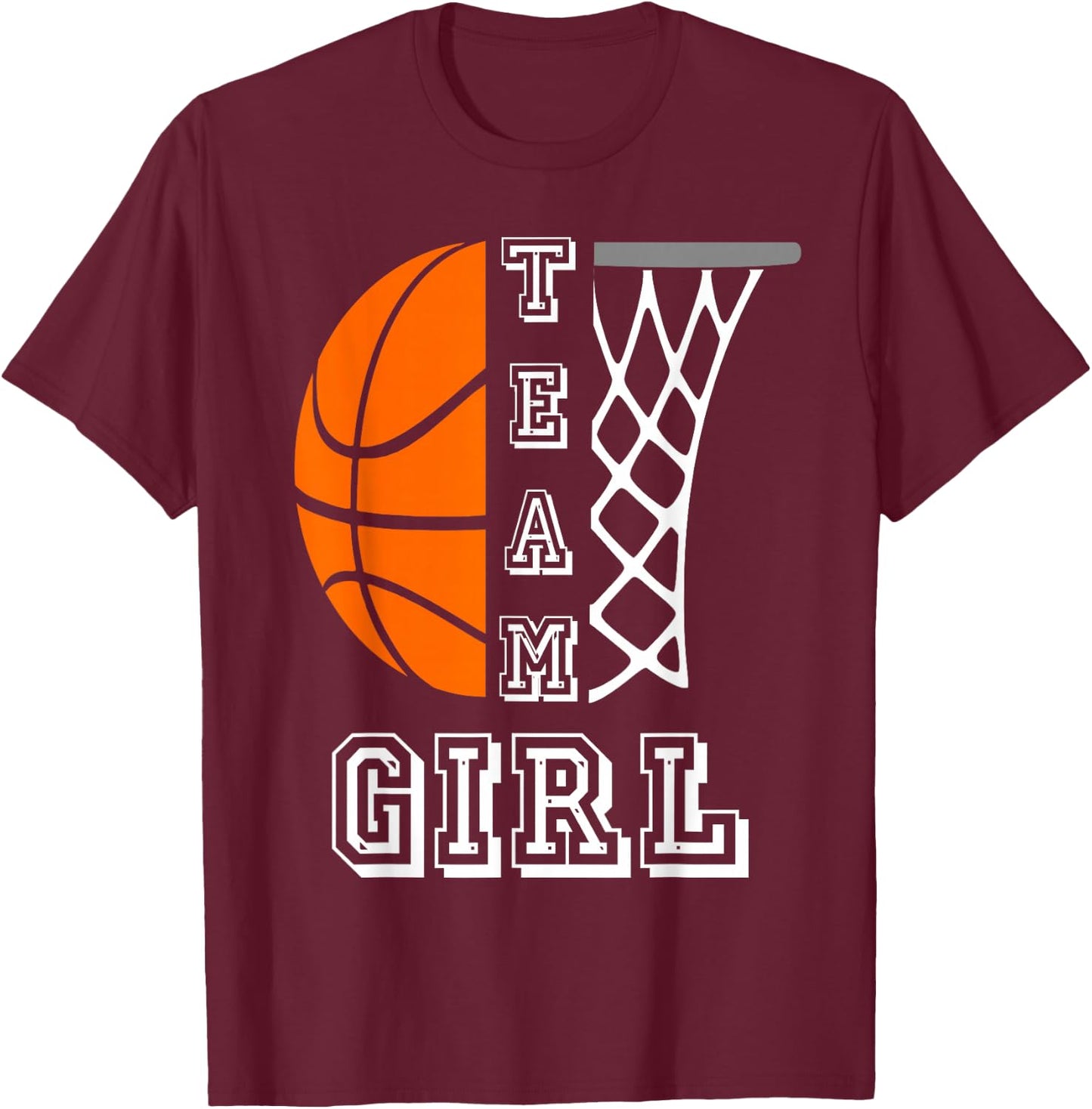 Basketball Gender Reveal Team Girl T-Shirt - T-Shirt | Maroon