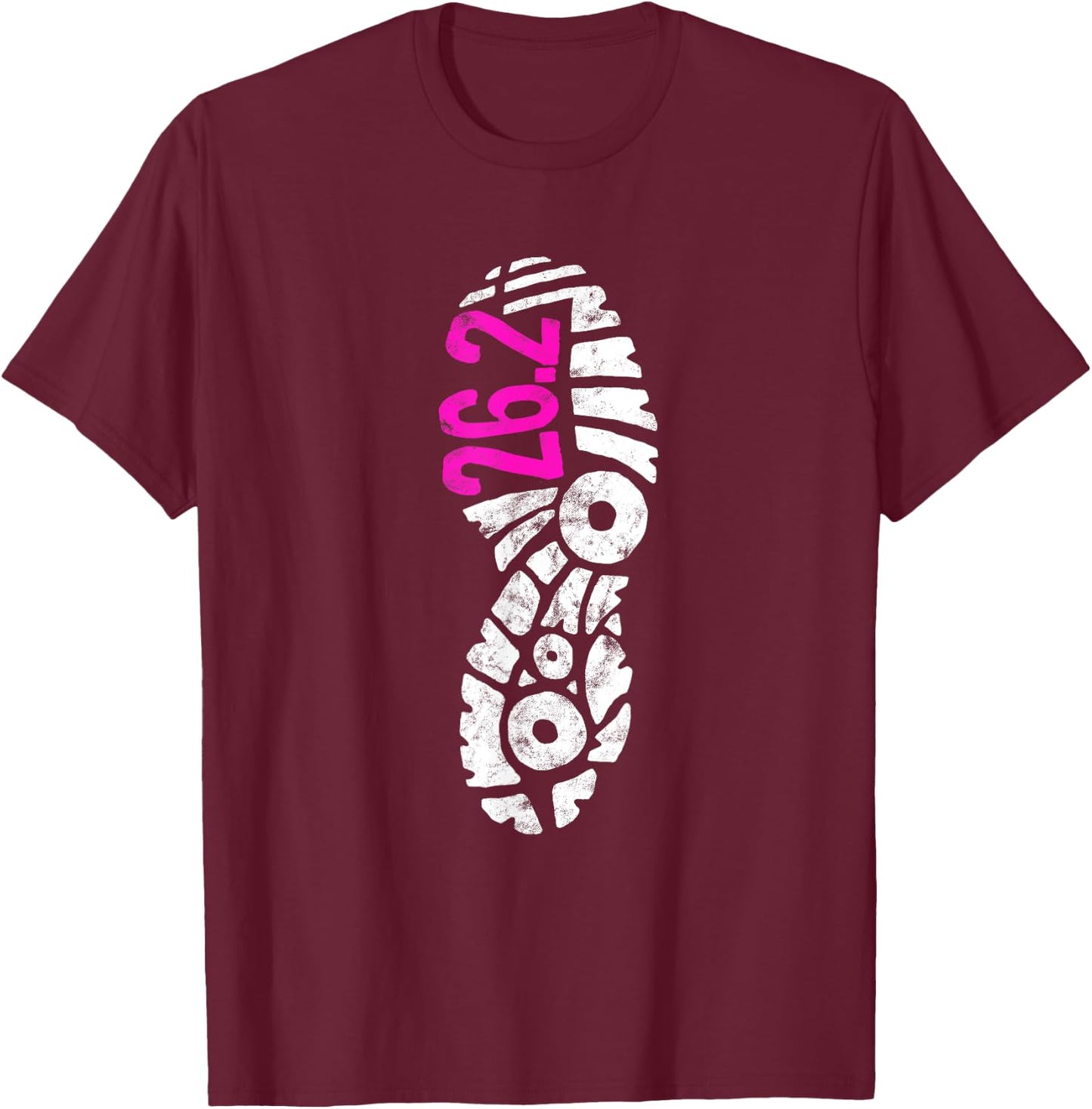 Women's Pink 26.2 Marathon Runner Footprint T-Shirt - T-Shirt | Maroon