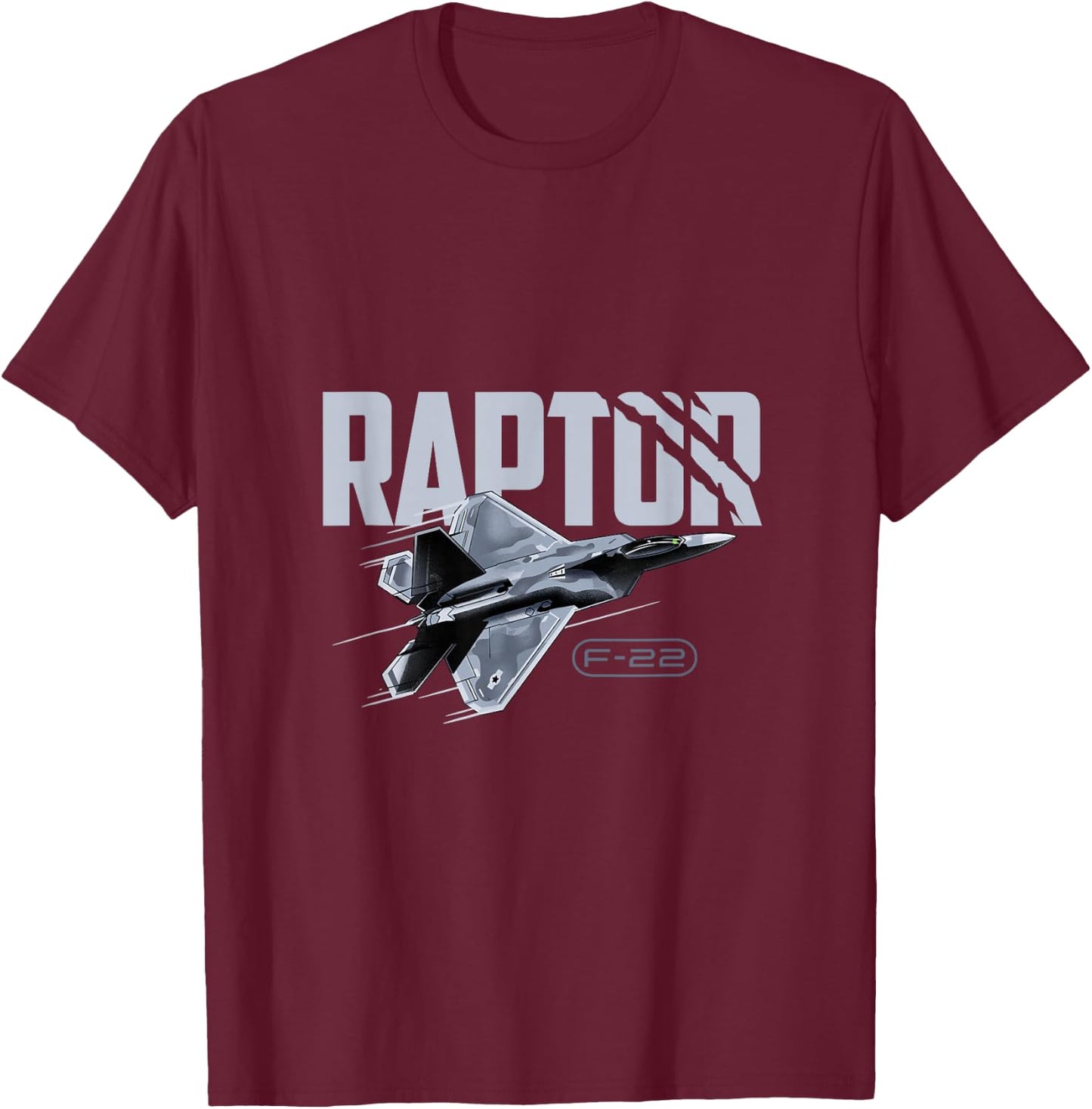 F-22 Raptor Military Jet Aircraft T-Shirt - T-Shirt | Maroon