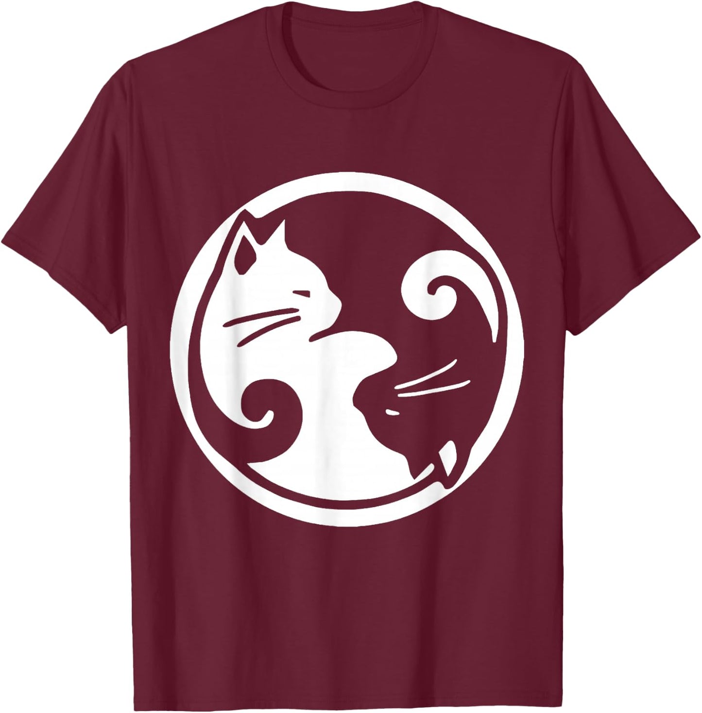 Yin Yang Cats Men Women Girls Kids T-Shirt - T-Shirt | Maroon