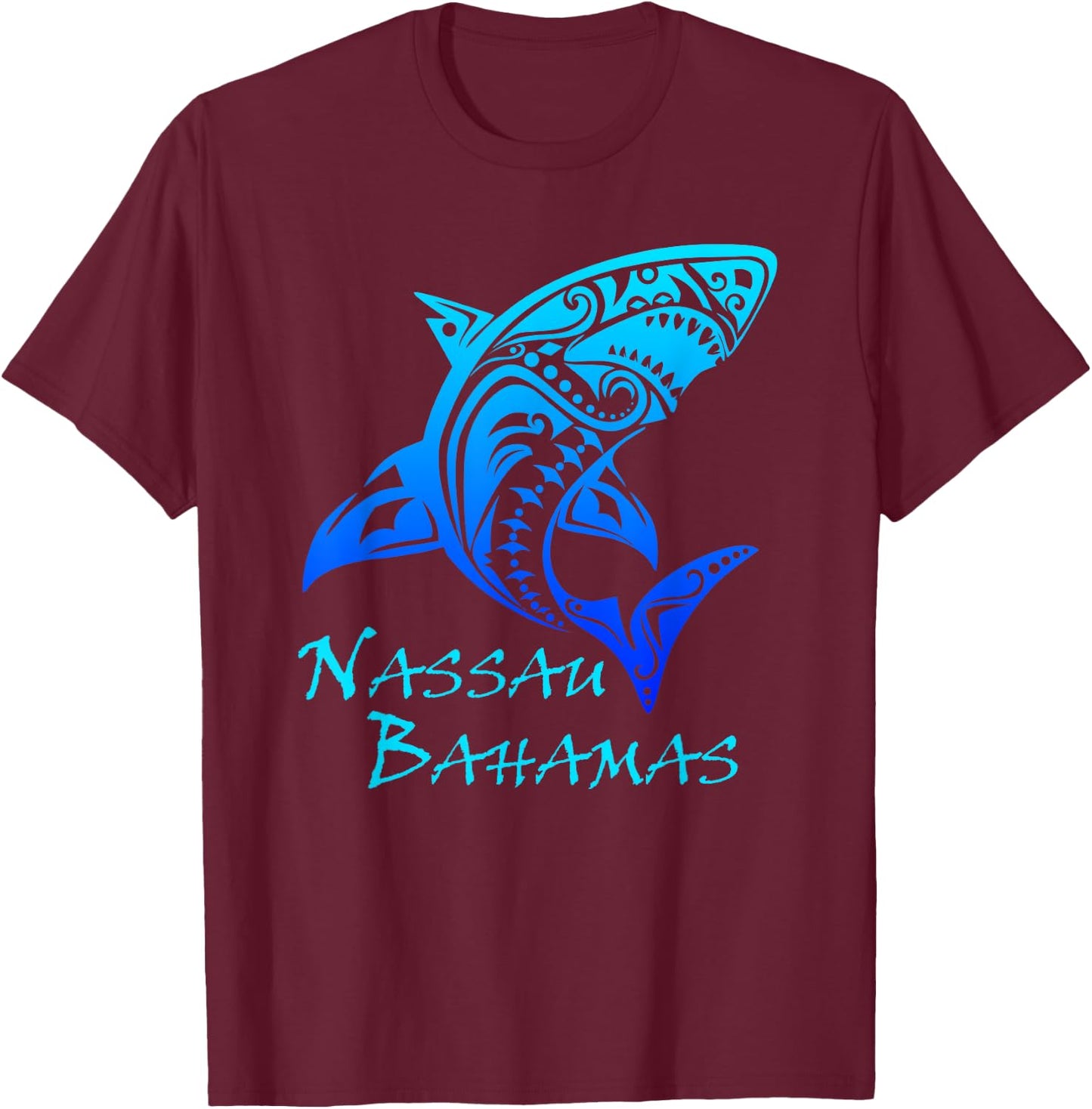 Nassau Bahamas Vintage Retro Tribal Shark Vacation T-Shirt - T-Shirt | Maroon