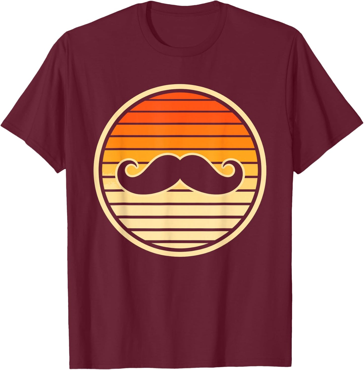 Retro Mustache Vintage Barber Moustache Beard Design T-Shirt - T-Shirt | Maroon