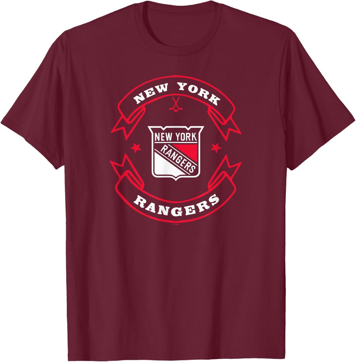 New York Rangers Blaze Blue Officially Licensed T-Shirt - T-Shirt | Maroon