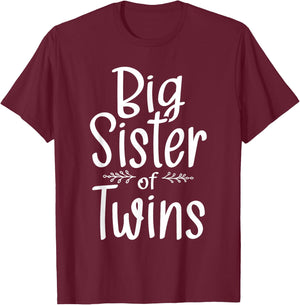 Big Sister of Twins - Twin Brother Boy Girl Sibling T-Shirt - T-Shirt | Maroon