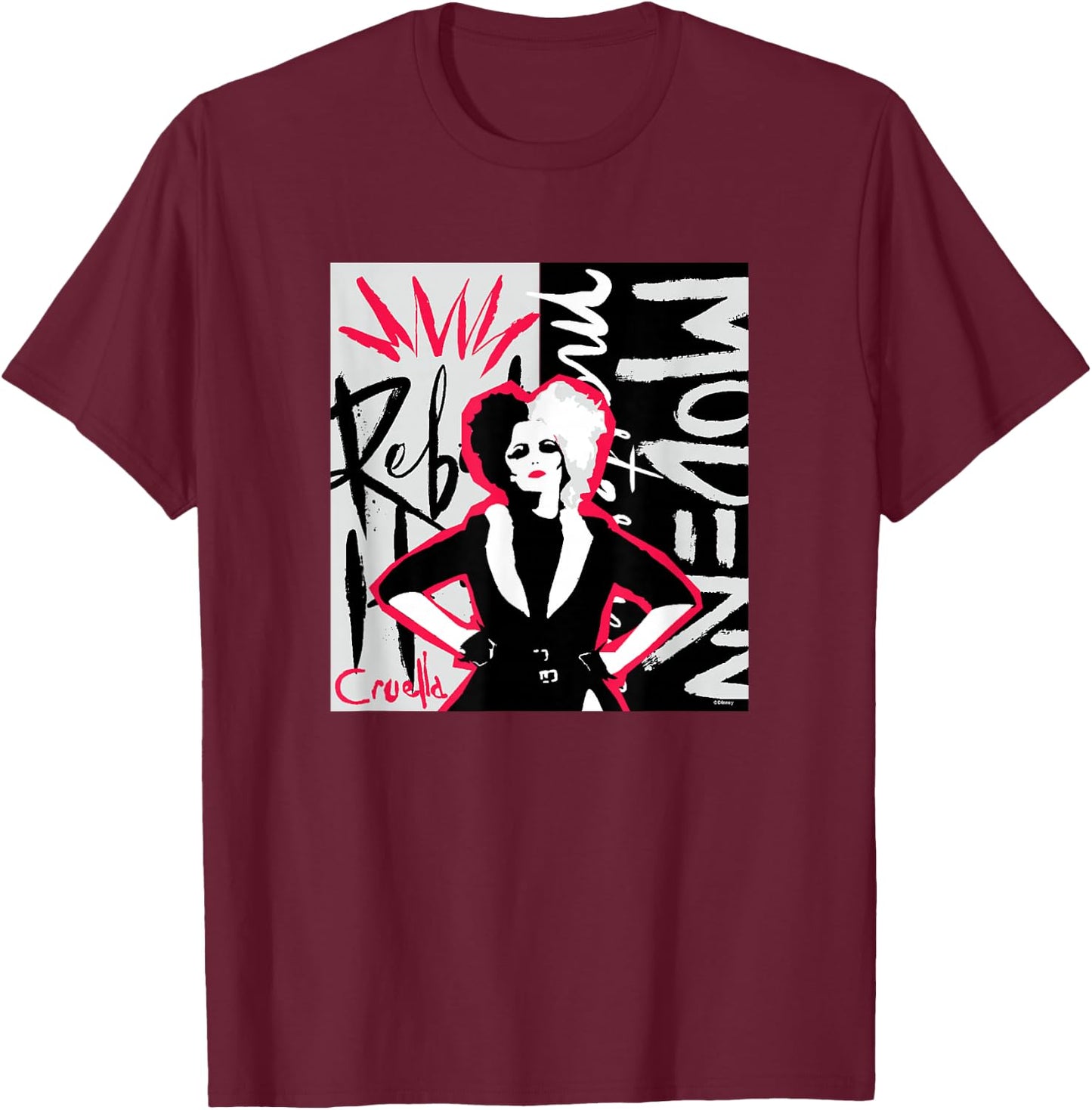 Cruella - Cruella Rebel Collage T-Shirt - T-Shirt | Maroon