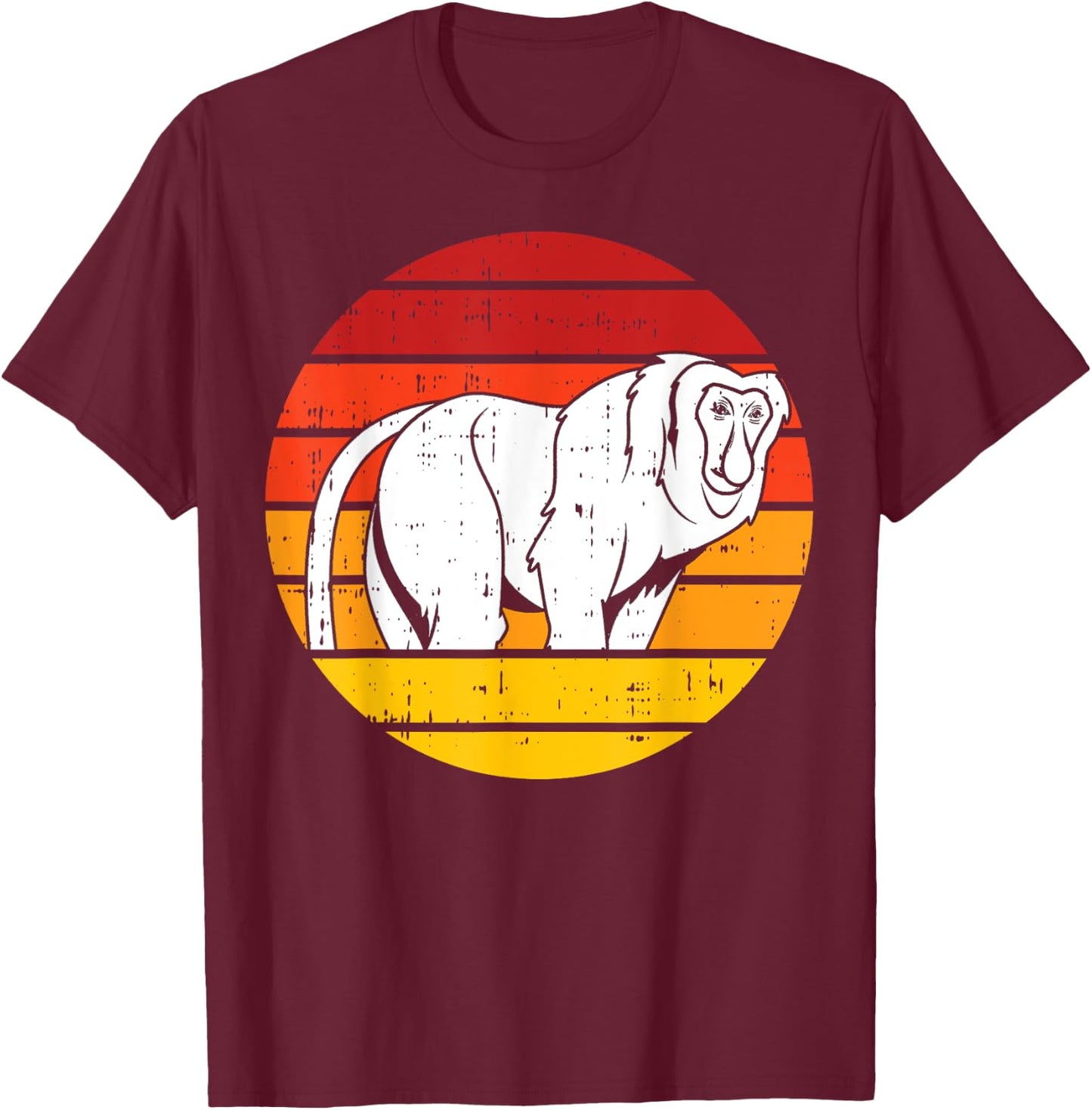 Retro Proboscis Monkey T-Shirt - T-Shirt | Maroon