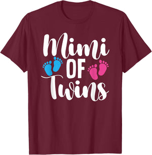 Mimi Of Twins Proud Twin Mimi Grandma T-Shirt - T-Shirt | Maroon