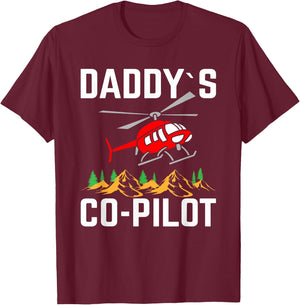 Daddy's Co-Pilot I Helicopter T-Shirt - T-Shirt | Maroon