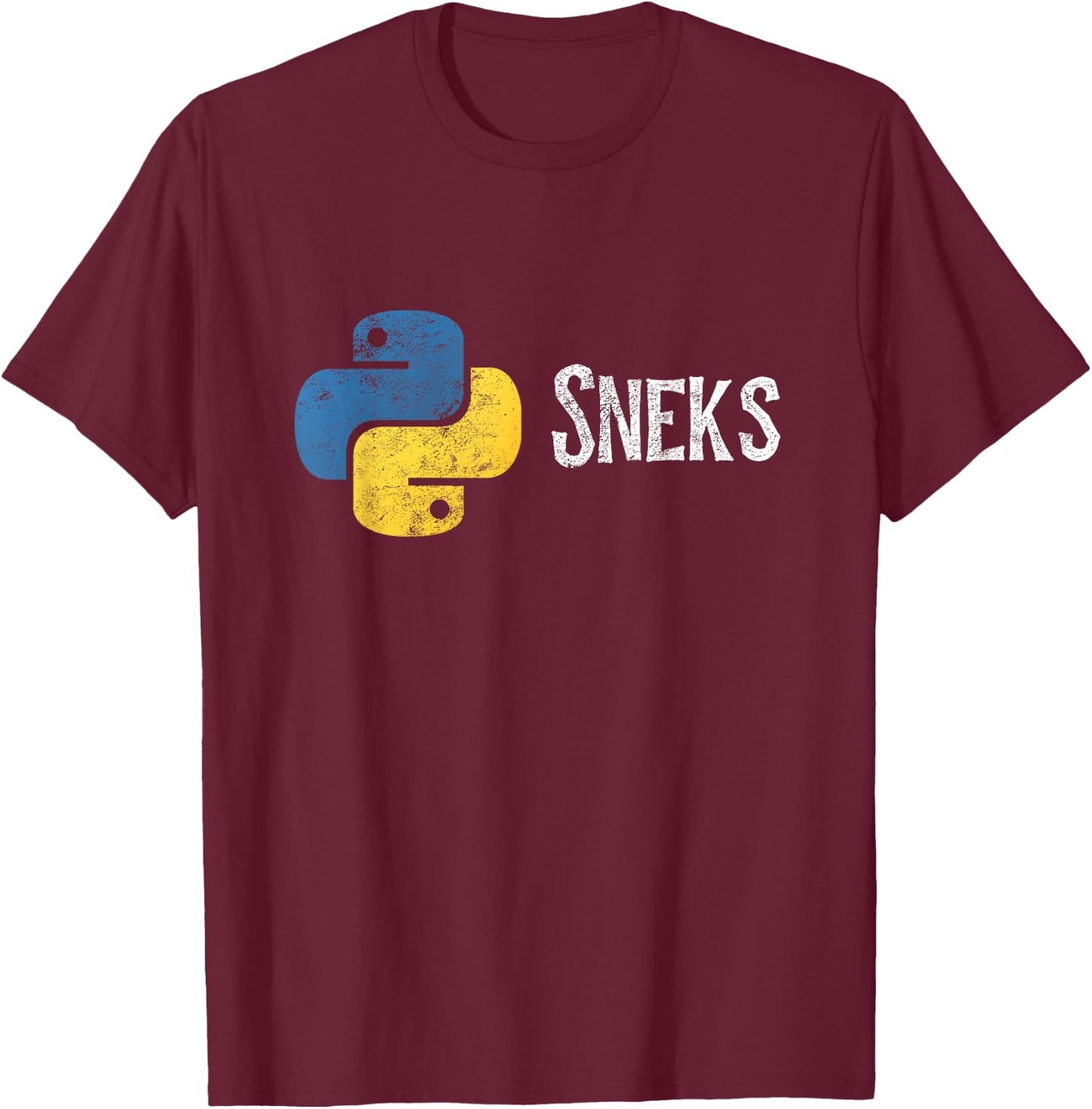 Python Programming Funny Programmer Python Logo Sneks T-Shirt - T-Shirt | Maroon