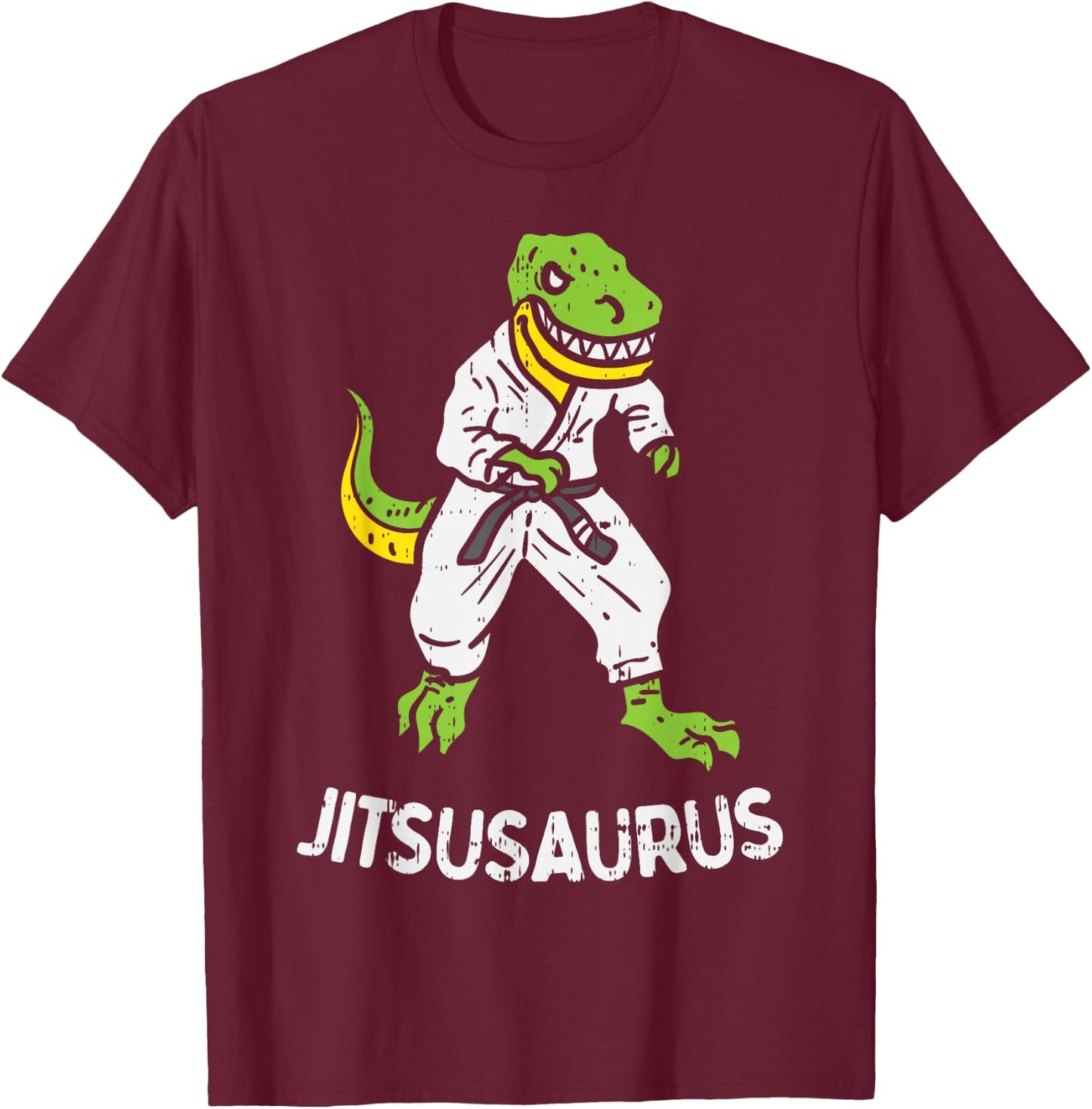 Jitsusaurus Funny Jiu Jitsu Trex Black Belt Martial Art Gift Small T-Shirt - T-Shirt | Maroon