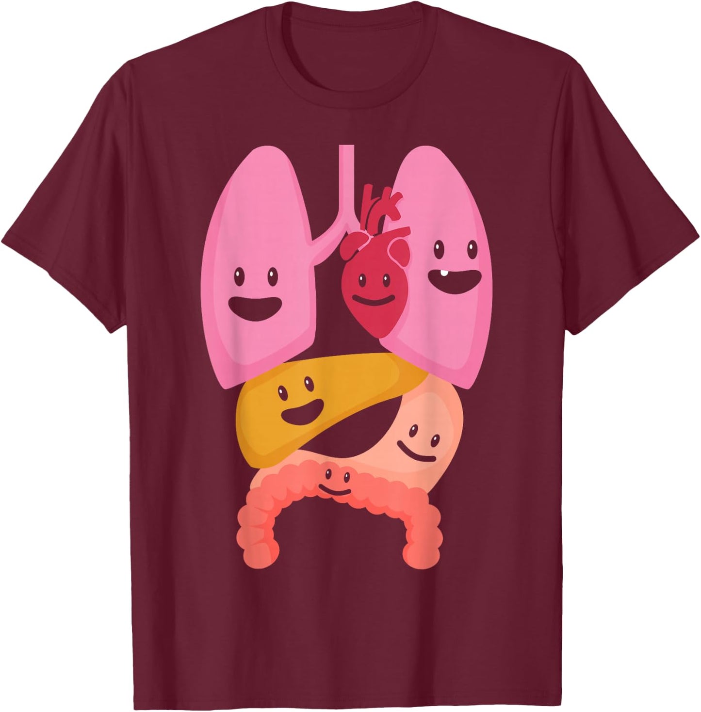 Human Anatomy Lung Human Organs Body Structures Doctor Nurse T-Shirt - T-Shirt | Maroon