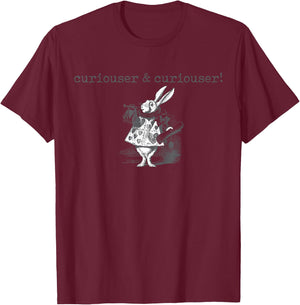Alice in Wonderland Quote Shirt Curiouser Lewis Carroll Book T-Shirt - T-Shirt | Maroon