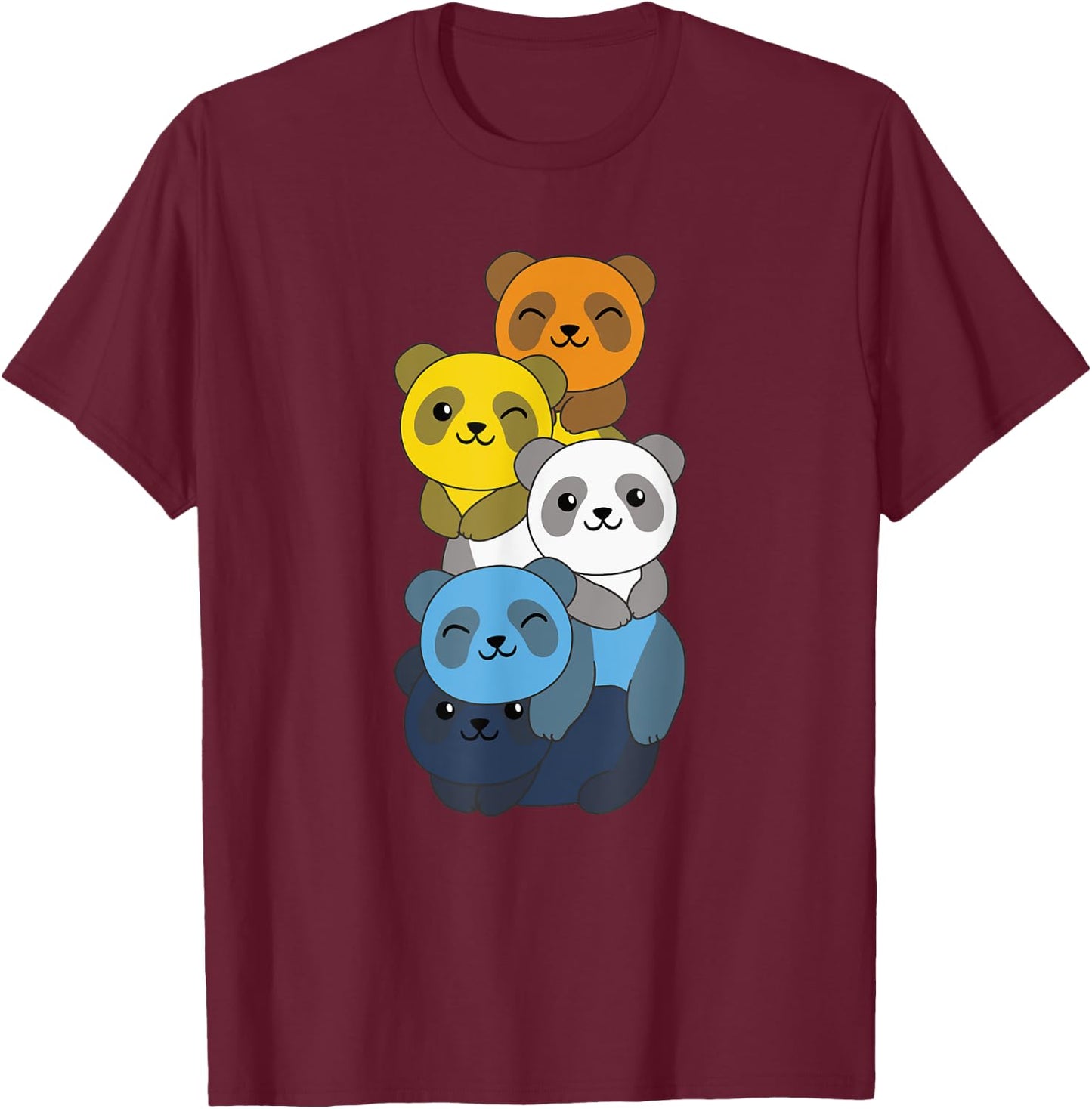Aroace Flag Pile Pride LGBTQ pandas cute Aroace Panda T-Shirt - T-Shirt | Maroon