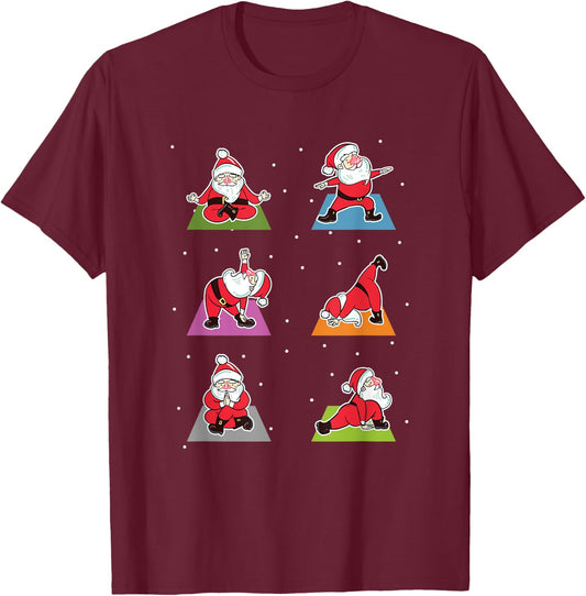 Christmas Yoga Santa Practice Yoga Xmas Meditation T-Shirt - T-Shirt | Maroon