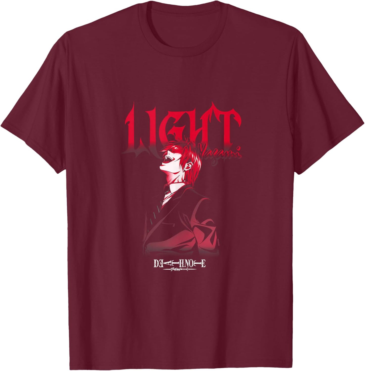 Death Note Light Yagami Laughing Anime T-Shirt - T-Shirt | Maroon