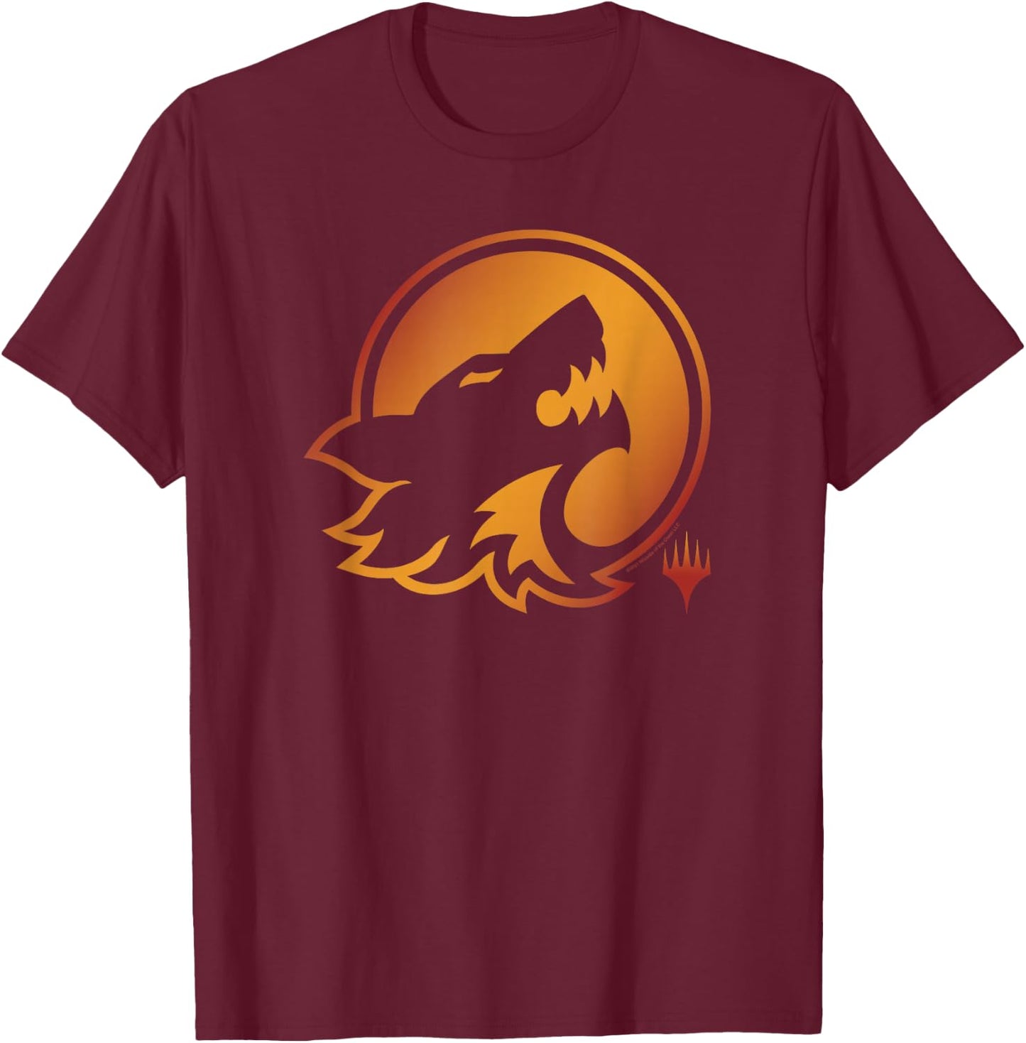 Magic The Gathering Midnight Hunt Howling At The Moon Logo T-Shirt - T-Shirt | Maroon