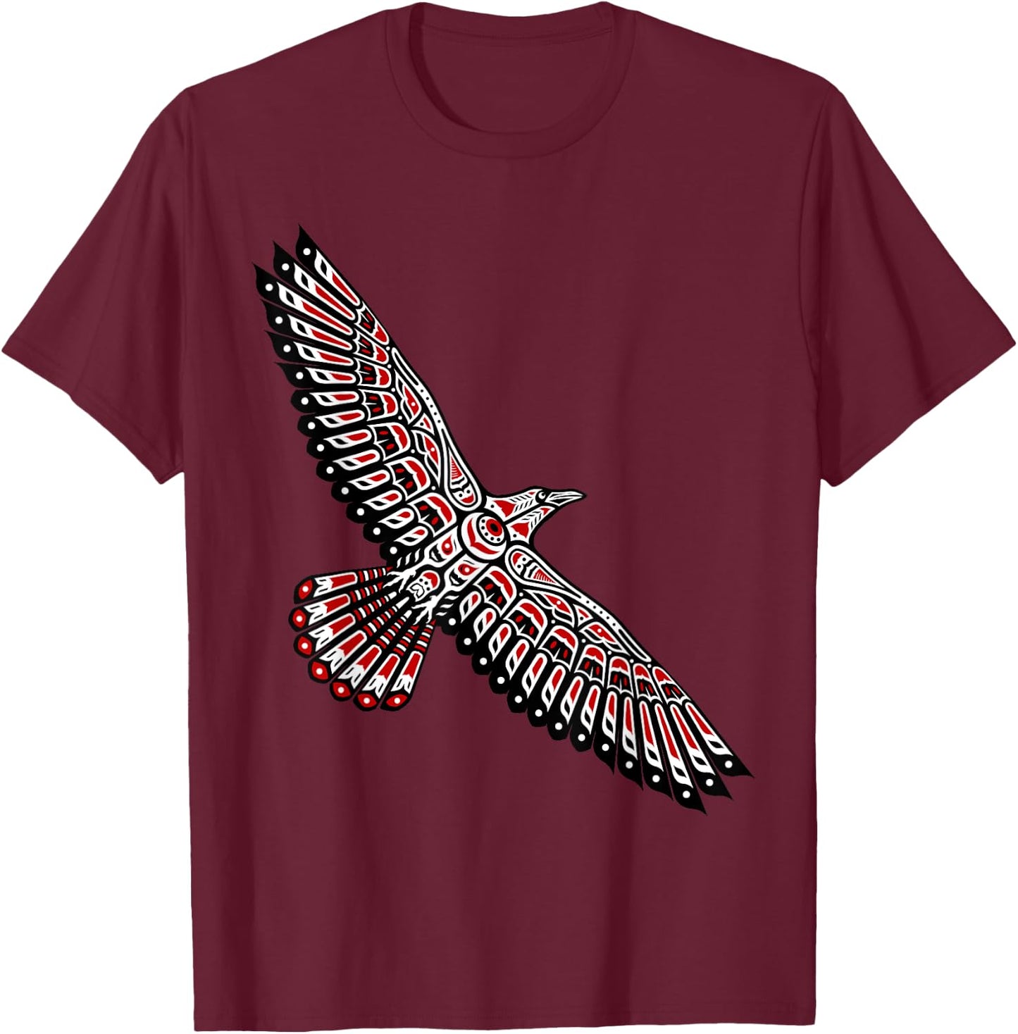 Raven Native American Indian Totem Northwest Coast Pacific T-Shirt - T-Shirt | Maroon