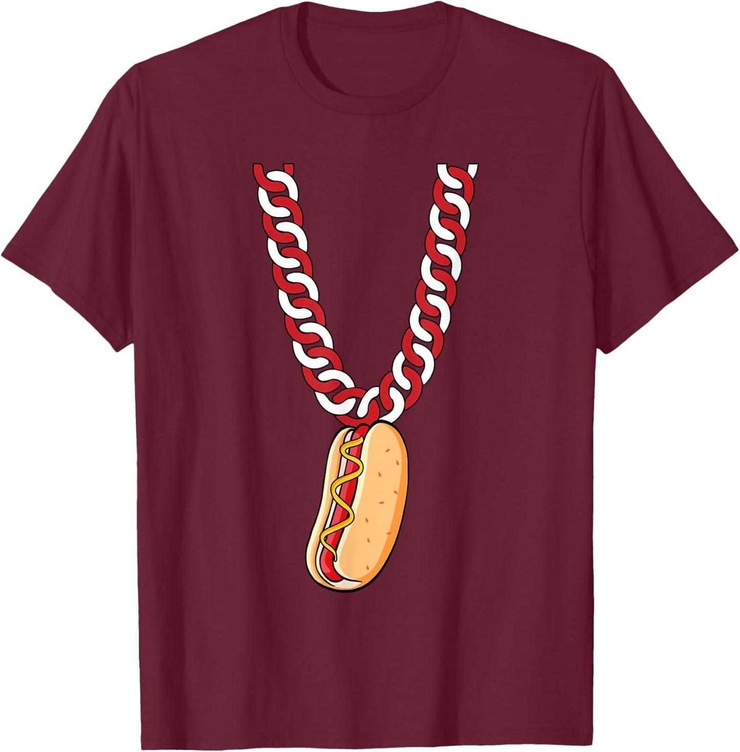 Hot Dog 4th Of July Funny Necklace Patriotic Food Lover T-Shirt - T-Shirt | Maroon