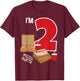 I'm 2 Pizza Theme Birthday Pizza Lover Pizza Party 2nd Bday T-Shirt - T-Shirt | Maroon