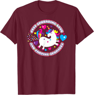 Unicorn Fart Shirt Just Spreading Love and Farting Sparkles T-Shirt - T-Shirt | Maroon