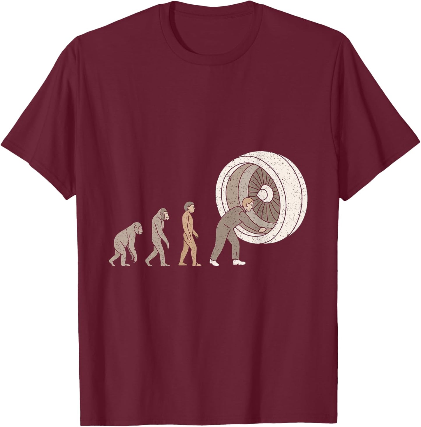 Funny Evolution Aircraft Mechanic Aviation Maintenance Team T-Shirt - T-Shirt | Maroon