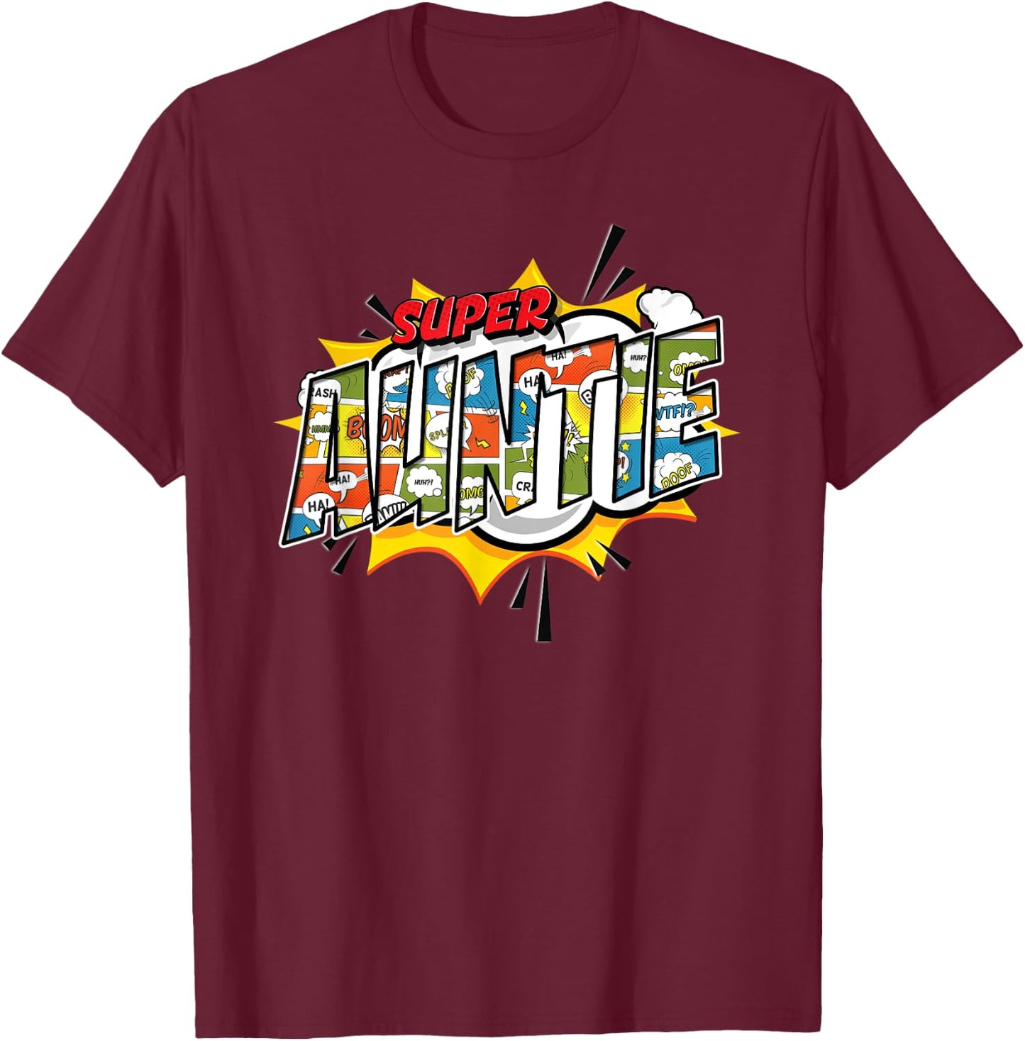 Super Auntie Comic Style Family Gift Your Aunt T-Shirt - T-Shirt | Maroon