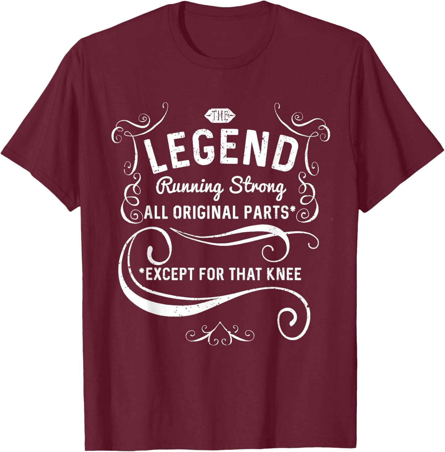 Mostly Original Parts Funny Knee Replacement Surgery T-Shirt - T-Shirt | Maroon