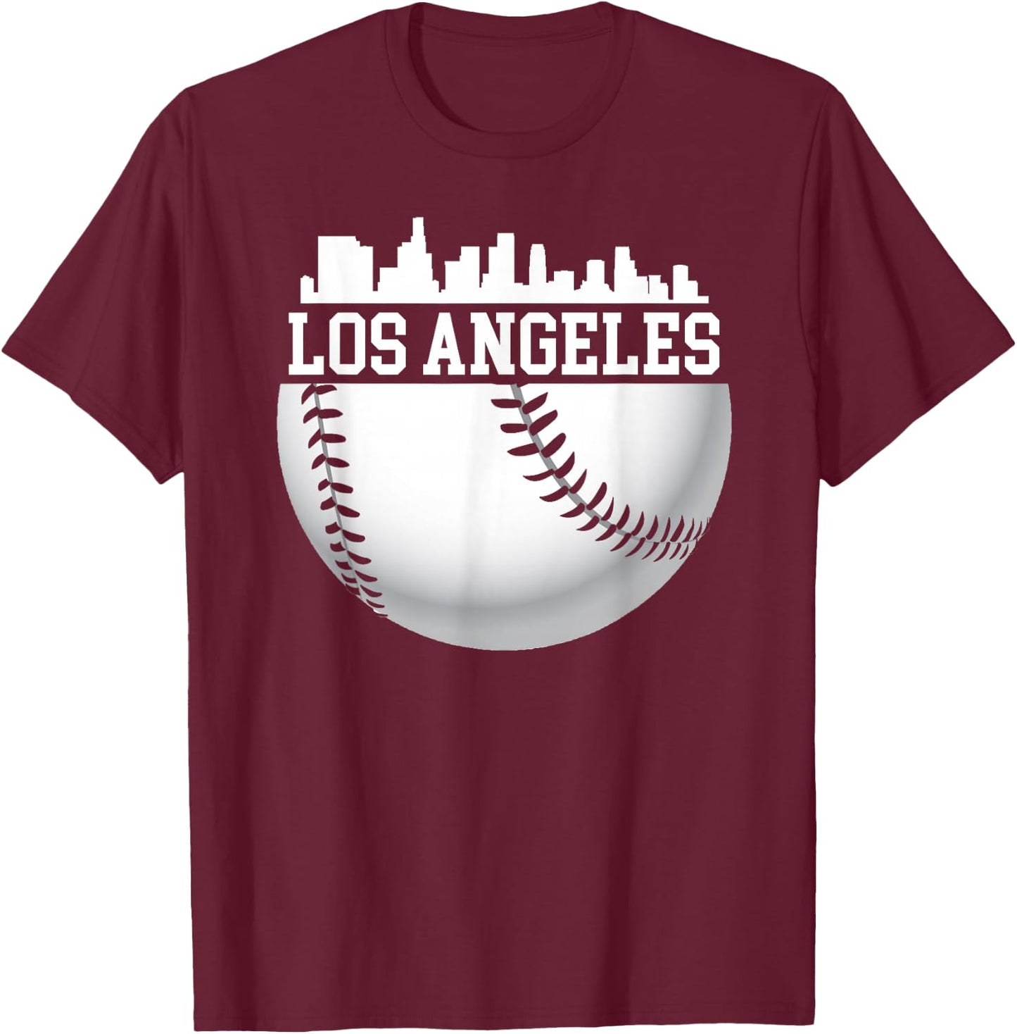 Vintage Downtown Los Angeles Shirt Baseball Retro California T-Shirt - T-Shirt | Maroon