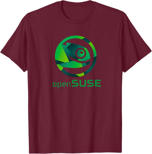 Linux openSUSE Lover with Slogan and Logo Open Source Os T-Shirt - T-Shirt | Maroon