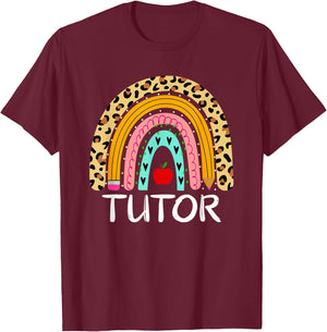 Tutor Rainbow Back To School Teacher First Day of School T-Shirt - T-Shirt | Maroon
