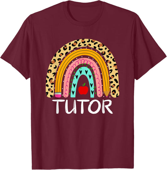 Tutor Rainbow Back To School Teacher First Day of School T-Shirt - T-Shirt | Maroon