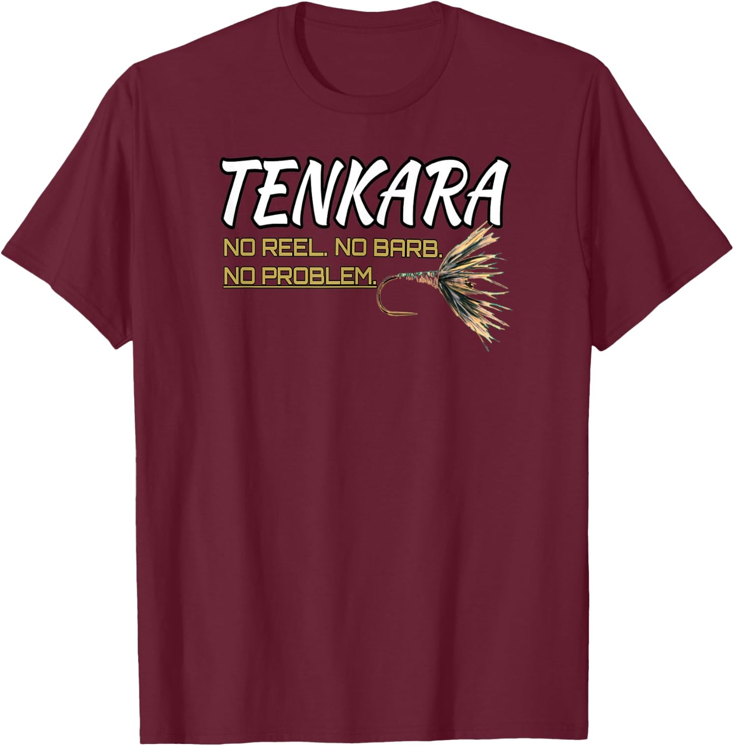 Black Fly Tenkara Fly Fishing Shirts T-Shirt - T-Shirt | Maroon