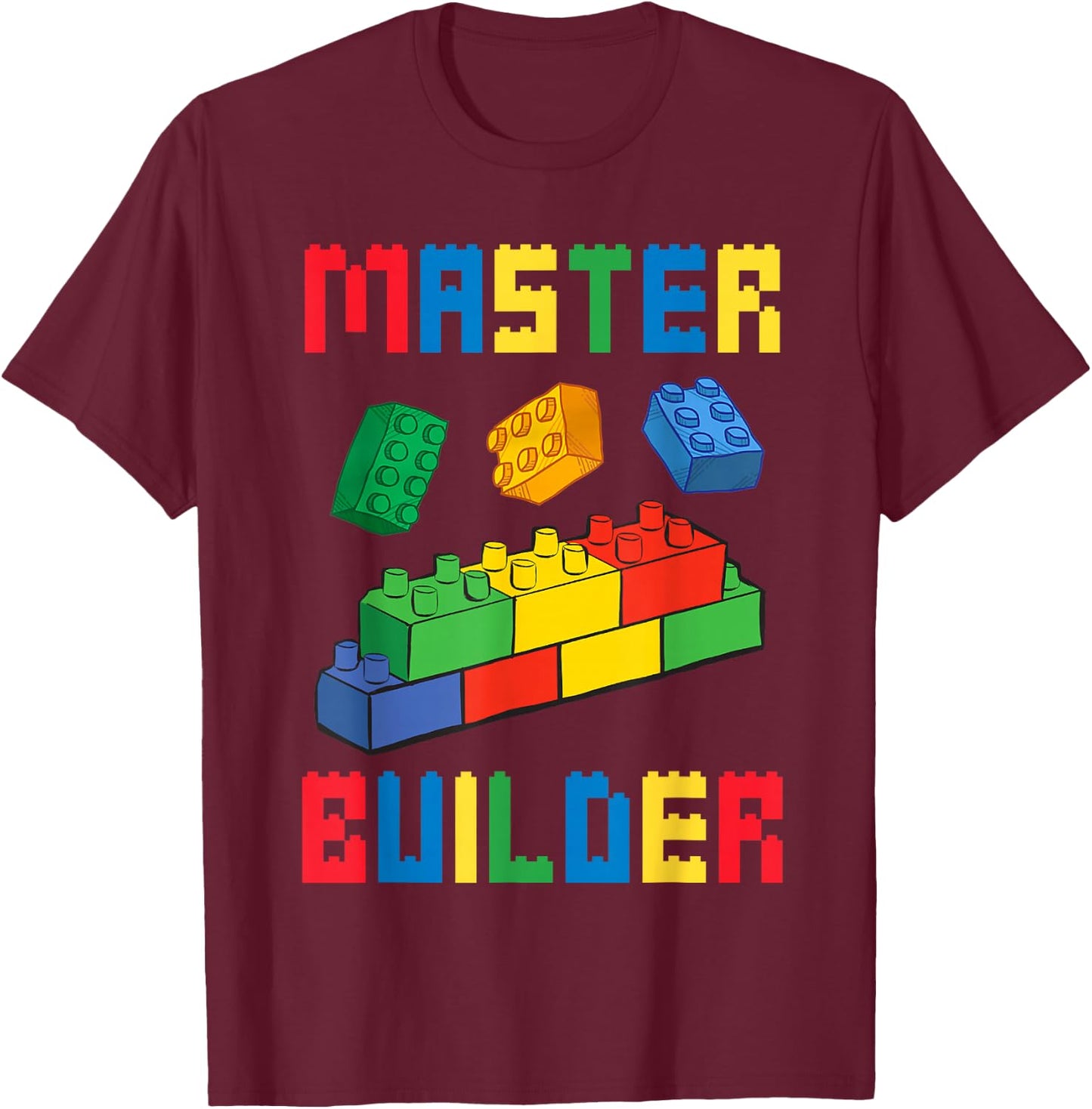 Brick Builder Funny Blocks Building Master Builder Toys Kids Small T-Shirt - T-Shirt | Maroon