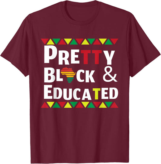 Black History Month Pretty Black African Woman Afro T-Shirt - T-Shirt | Maroon