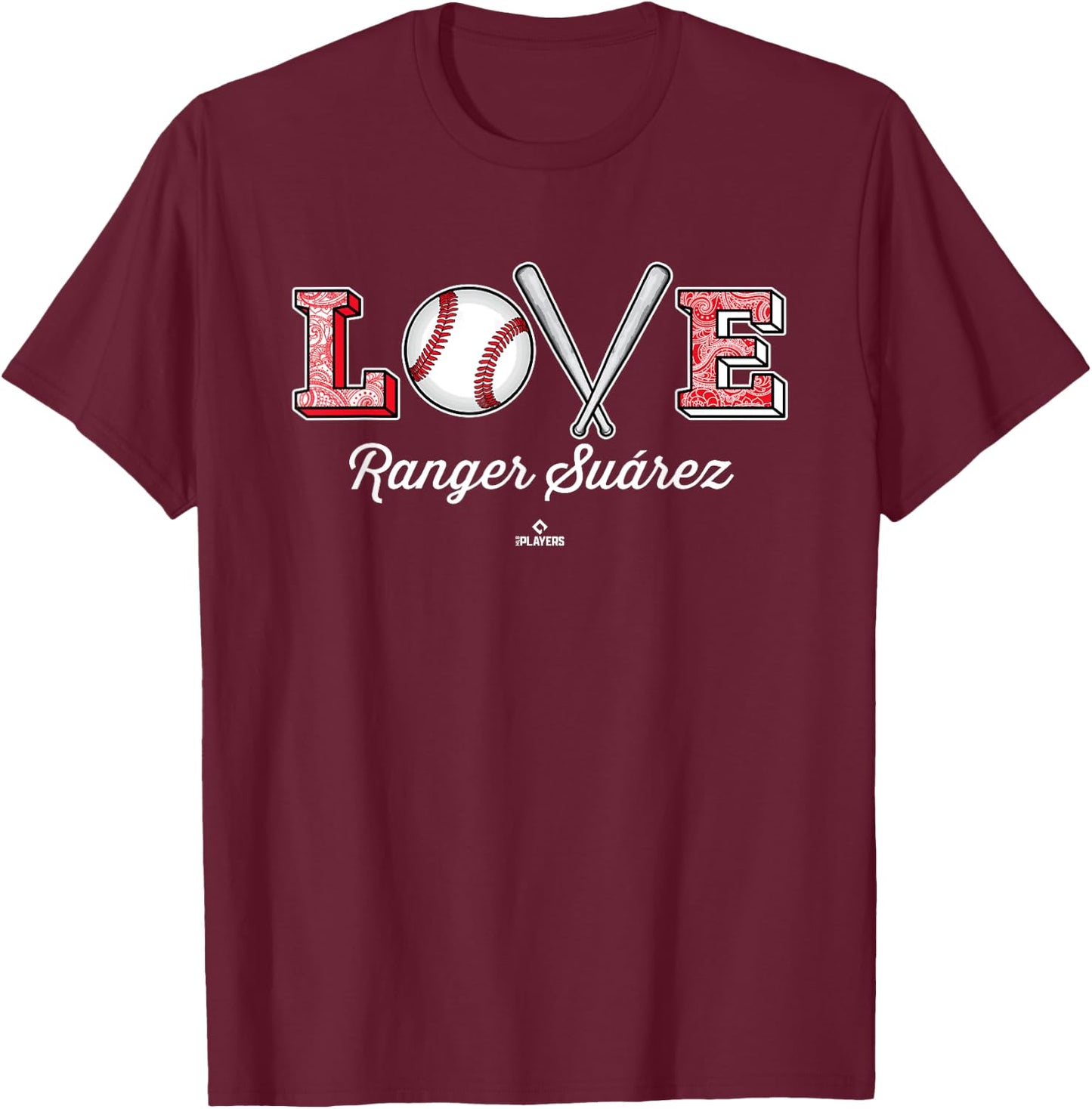 Love Ranger Suarez Philadelphia MLBPA T-Shirt - T-Shirt | Maroon