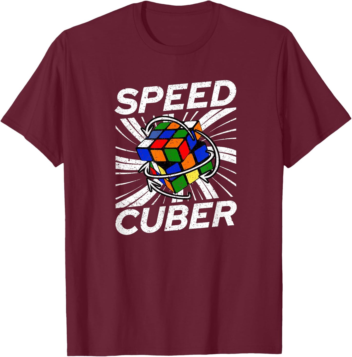 Competitive Puzzle Cube Speed Cuber Hobby 80's Vintage Toy T-Shirt - T-Shirt | Maroon