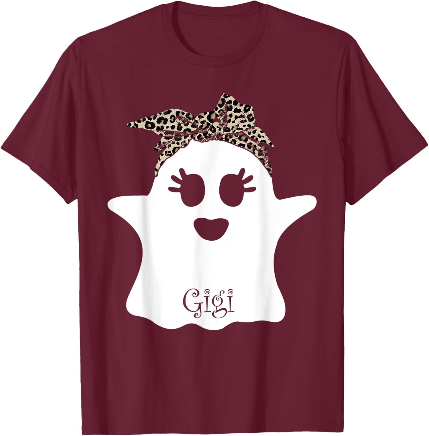 mb Spooky Gigi Ghost Bandana Boo Halloween Family Matching T-Shirt - T-Shirt | Maroon